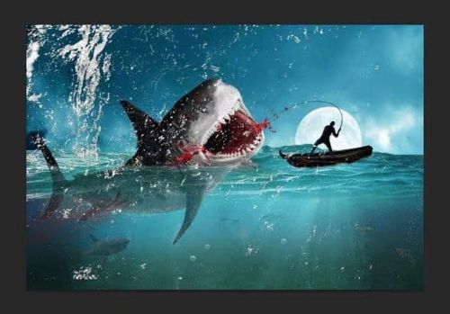 آموزش طراحی صحنه شکار کوسه در فتوشاپ